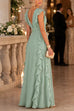 Karleedress V Neck High Waist Solid Ruffle Maxi Dress