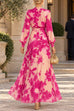 Karleedress V-Neck Long Sleeve Floral Print Maxi Dress