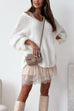 Karleedress V Neck Drop Shoulder Slouchy Pullover Sweater