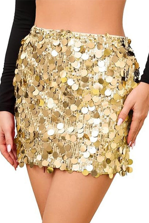 Karleedress Shiny Sequin Bodycon Mini Skirt
