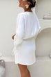 Wrap V Neck Side Drawstring Satin Mini Dress