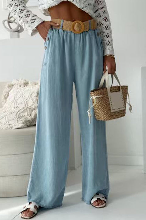 High Rise Pocketed Wide Leg Jeans