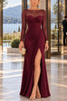 Karleedress Mesh Long Sleeve Ruched Slit Maxi Dress