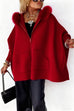 Karleedress Dolman Sleeves Zipper Up Pocketed Jacket with Faux Fur Hood