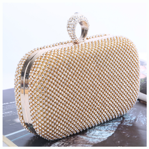 Karleedress Sparkly Rhinestones Ring Clasp Evening Handbag