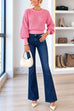 Crewneck Back Cut Out Splice Knitting Sweater (A)