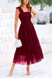 Square Neck Sleeveless Ruffle Tiered Midi Dress