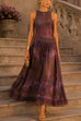 Karleedress Crewneck Sleeveless Printed Flowy Maxi Dress