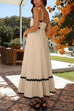 Karleedress Spaghetti Strap Ric Rac Trim Swing Maxi Dress