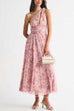 Halter V Neck Floral Print Maxi Dress