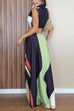 Karleedress Mockneck Sleeveless Cut Out Waist Printed Maxi Dress
