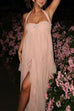 Karleedress Sleeveless Open Back Ruffle Trim Slit Maxi Dress