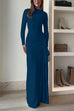 Long Sleeves Draped Slit Maxi Party Dress(7 Colors Available!)