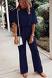 Karleedress Solid Flare Sleeve Tie Knot Jumpsuit