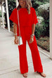 Karleedress Solid Flare Sleeve Tie Knot Jumpsuit