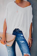 KD V Neck Batwing Short Sleeve Loose T Shirt