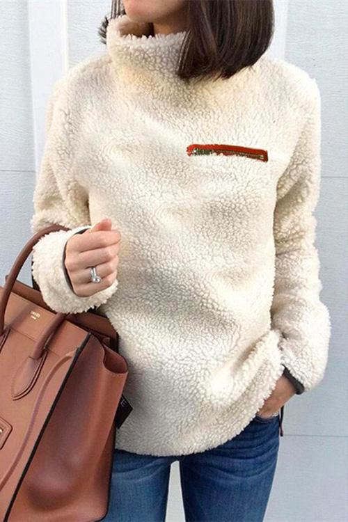 Karleedress Warm Turtleneck Zip Fuzzy Pullovers