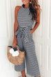 Karleedress Striped Bow-Knot Wide Leg Rompers