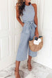 Karleedress Striped Bow-Knot Wide Leg Rompers