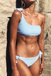 Karleedress Sea Blue Striped One Shoulder Bikinis