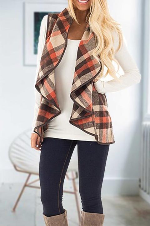 Karleedress Lush Plaid Jacket Vest with Pockets