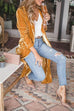 Karleedress Chicest Lapel Open Front Long Sleeve Velvet Coat