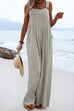 Karleedress Buttons Wide Leg Tank Jumpsuit with Pockets