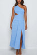 Karleedress One Shoulder Sleeveless Cut Out Slit Beach Dress