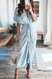 Karleedress Solid Tie Knot Waist Button Down Ruched Dress