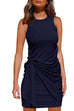 KD Bow Knot Front Ruched Sleeveless Dress