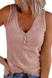 KD Solid V Neck Buttons Sleeveless Top