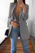 Karleedress Solid Notched Lapel Open Front Long Sleeve Blazer
