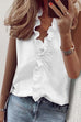 Karleedress Scallop Deep V Neck Sleeveless Blouse Shirt