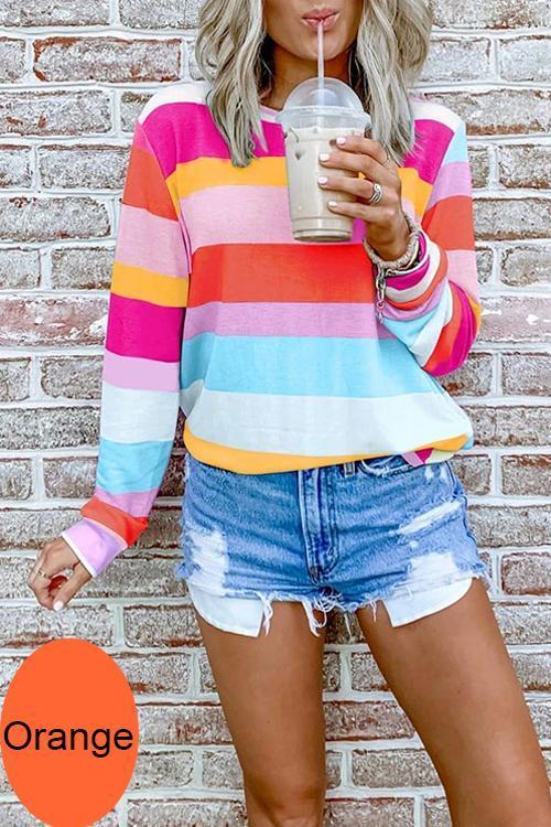 Karleedress Candy Striped Long Sleeves Pullover Top