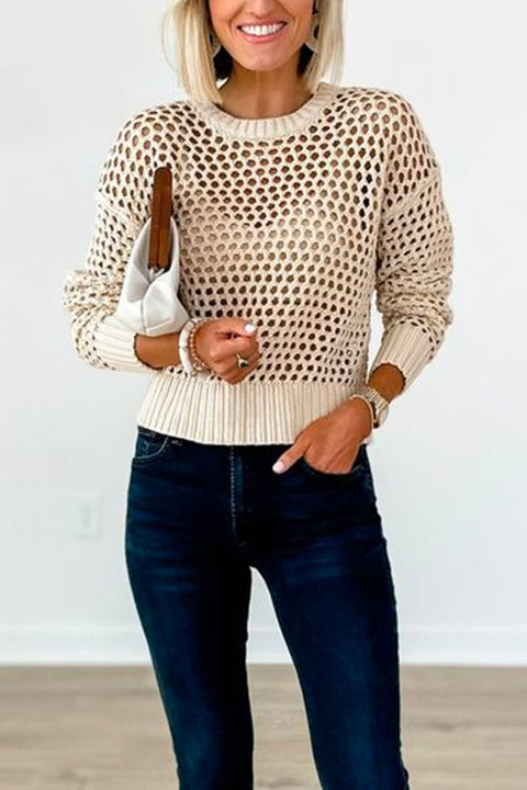 Karleedress Crewneck Hollow Out Knitting Top