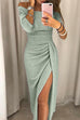 Karleedress Off Shoulder High Split Glitter Party Dress