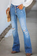 Karleedress Buttons Ripped Bell Bottom Jeans