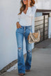 Karleedress Buttons Ripped Bell Bottom Jeans