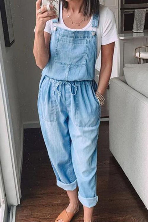 Karleedress Classic Drawstring Baggy Denim Overalls