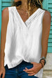 Karleedress V Neck Side Split Solid Tank Top