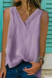 Karleedress V Neck Side Split Solid Tank Top