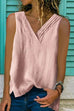 Karleedress V Neck Side Split Solid Tank Top