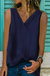 Karleedress V Neck Side Split Solid Tank Top