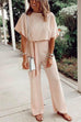 Karleedress Solid Flare Sleeve Tie Knot Jumpsuit